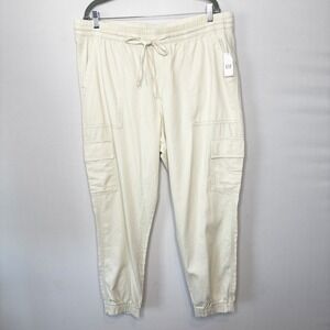 GAP Linen Blend Cargo Jogger Pants Womens Size XL Elastic‎ Waist Drawstring NWT